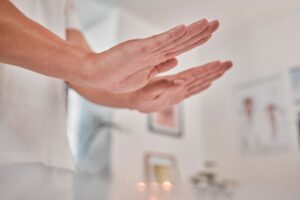 Reiki, massage and spa wellness hands for luxury, relax and peach consultation in physical therapy.